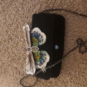 Chanel Butterfly Feather & Sequin Chain Clutch
